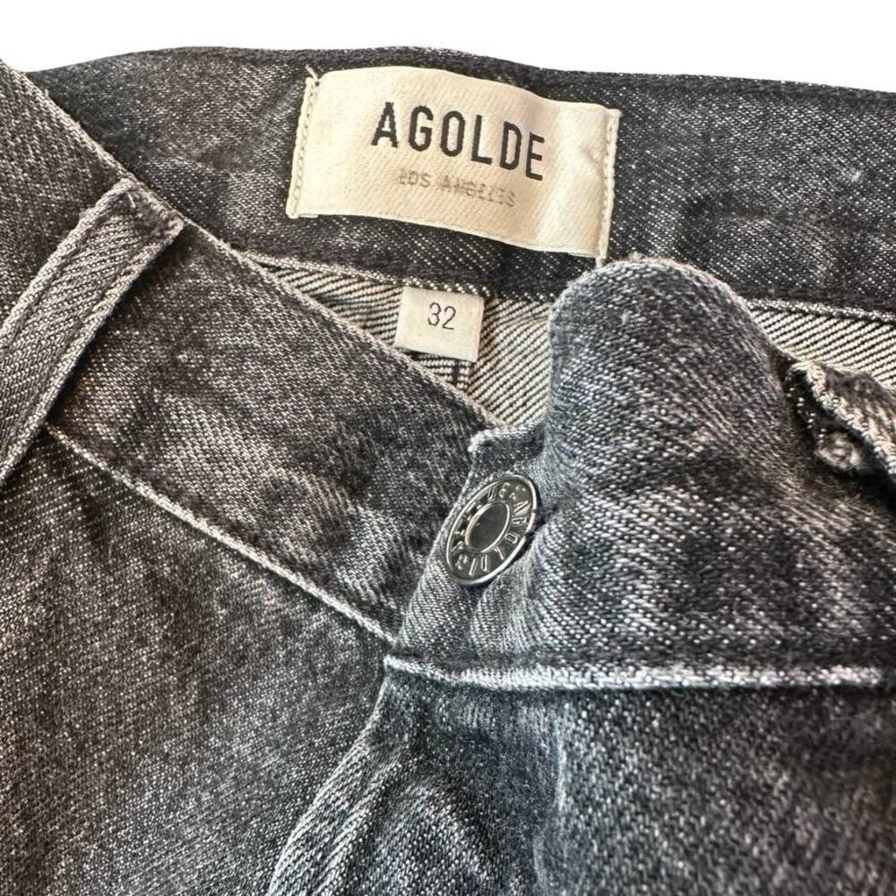 AGOLDE Dame Jean High Rise Wide Leg Size 32 Ditch Black Cuffed Jeans - Picture 4 of 12